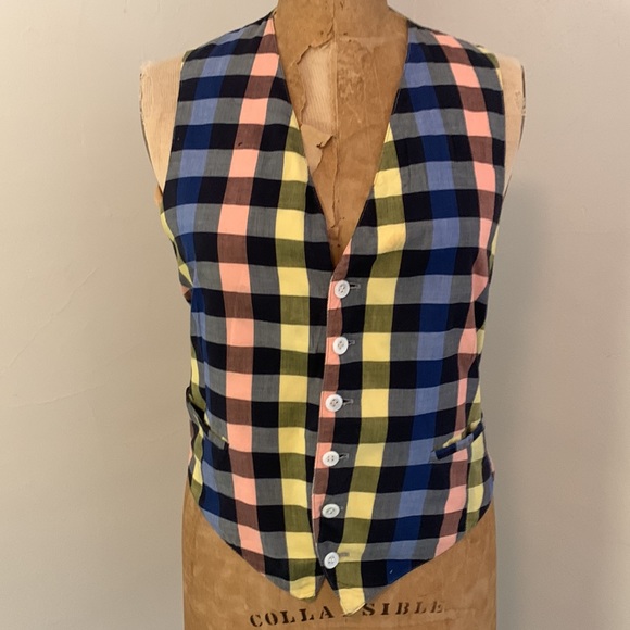 Annie Hall! Vintage 50’s/60’s cotton plaid vest. - Picture 4 of 12
